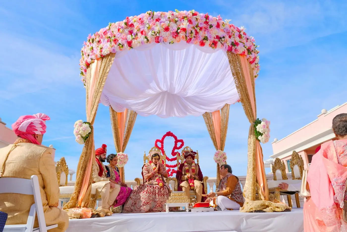 Traditional Indian wedding mandap ceremony — destination wedding chauffeur Switzerland